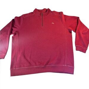 Tommy Bahama Mens XL Red Quarter Zip Pullover Sweatshirt Casual Resort Core